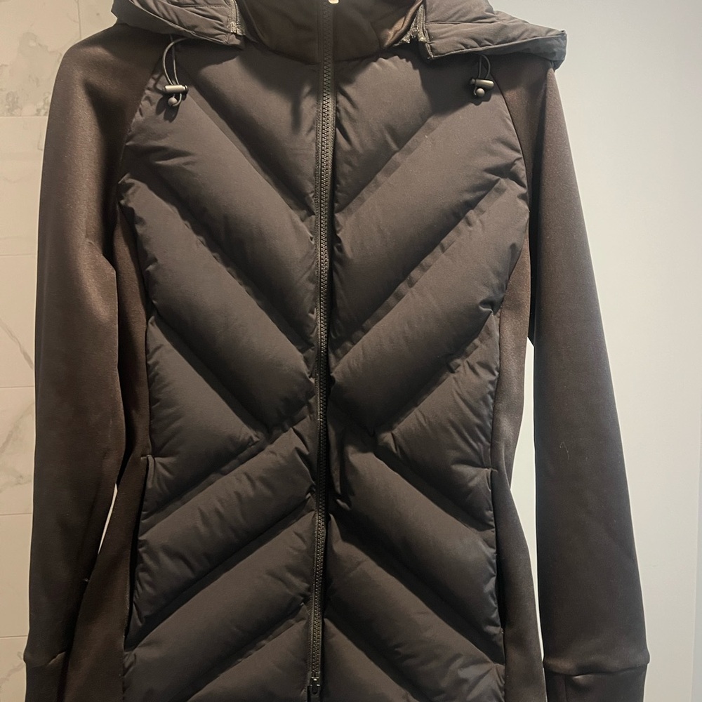 Athleta Black Puffer Jacket with Hood